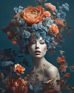 Frau und Blumen