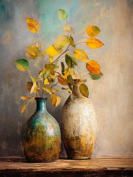 Vases et feuilles