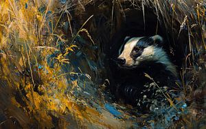 Painting Badger Portrait by Kunst Kriebels