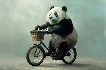 Panda op fiets van Poster Art Shop
