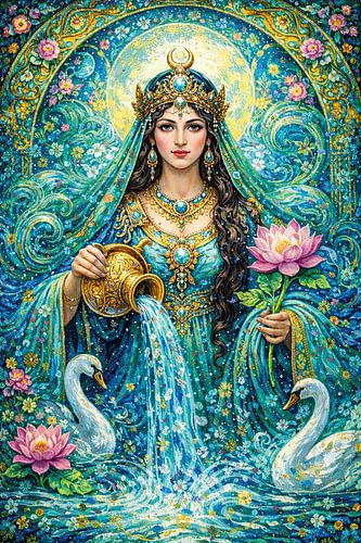 Persian Goddess Anahita painting.