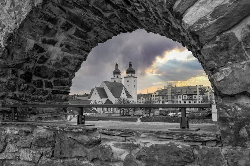 View of the town church from the Old Castle in Plauen Vogtland East Germany by Animaflora PicsStock