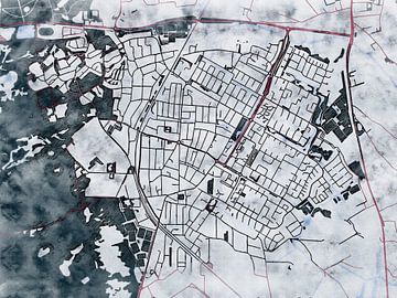 Kaart van Castricum in de stijl 'White Winter' van Maporia