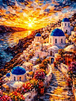 Impasto-Kunst aus Santorini, Italien