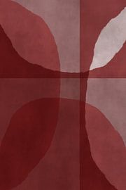 70s Retro veelkleurige abstracte vormen. Donkerrood, bruin, wit en taupe. van Dina Dankers
