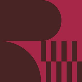 70s Retro formes abstraites multicolores en marron et rose foncé II sur Dina Dankers