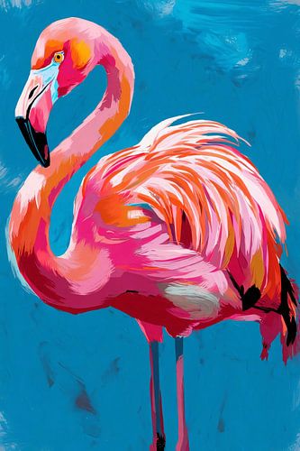 Flamant coloré dans un style pop-art