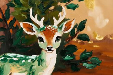 Sierlijk hert in magisch bos van Art & Soul Creations