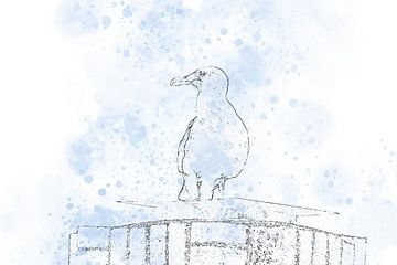 Seagull sketch with color blob by Bild.Konserve
