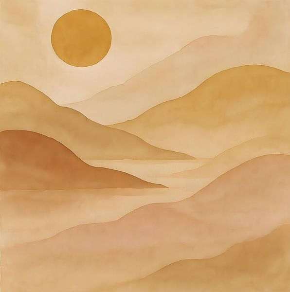 Bergen en Zon Japandi van FoXo Art