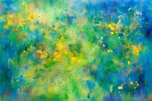 Blauw groen abstract schilderij sterrenhemel