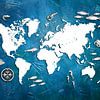 wereldkaart zeeleven blauw #kaart van JBJart Justyna Jaszke