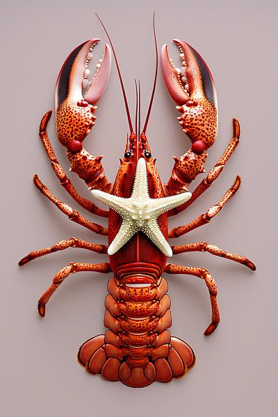 Lobster Luxe - Homard avec étoile de mer par Marianne Ottemann - OTTI