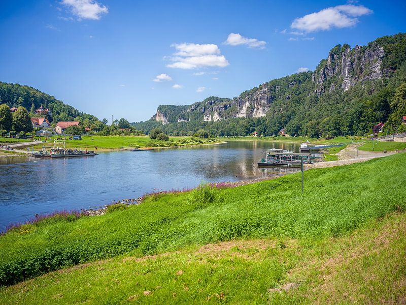 Rathen (Saxon Switzerland): Elbe and Bastei Rocks by t.ART