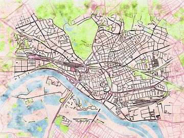 Kaart van Arnhem in de stijl 'Soothing Spring' van Maporia