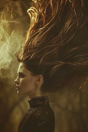 Portret vrouw met vuur