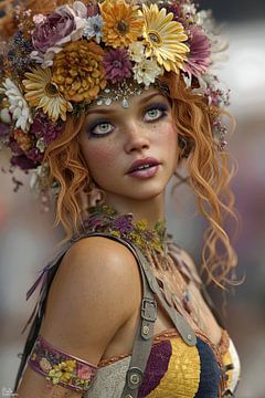 Flowerpower generation woman with flowers