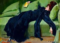 Decadent Young Woman After The Dance (1899) van Ramon Casas i Carbó