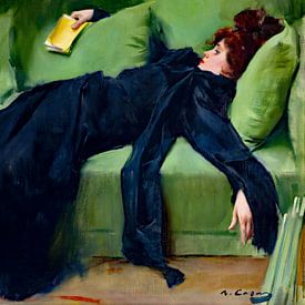 Decadent Young Woman After The Dance (1899) van Ramon Casas i Carbó van GᎥรєlค Art Ŧ๏г Y๏ย