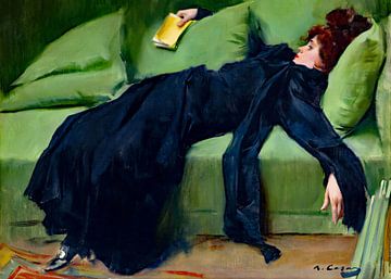 Decadent Young Woman After The Dance (1899) van Ramon Casas i Carbó van GᎥรєlค Art Ŧ๏г Y๏ย