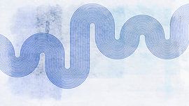 Modern Abstrakt Japandi Geometrisch Linie Kurve Regenbogen von Mad Dog Art