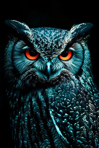 Mystieke uil met intense ogen