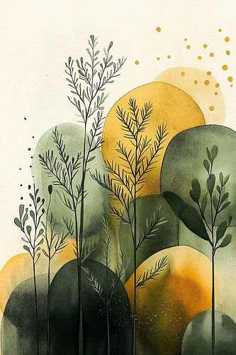 Tranquil Nature in Ocher and Green no.2