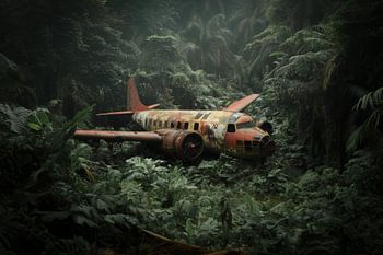 Abandoned plane in the jungle