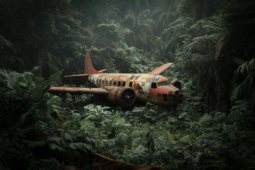 Abandoned plane in the jungle