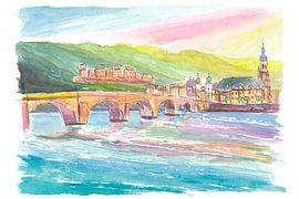 Heidelberg Cœur historique avec vue sur le château, le pont, la rivière et la vieille ville