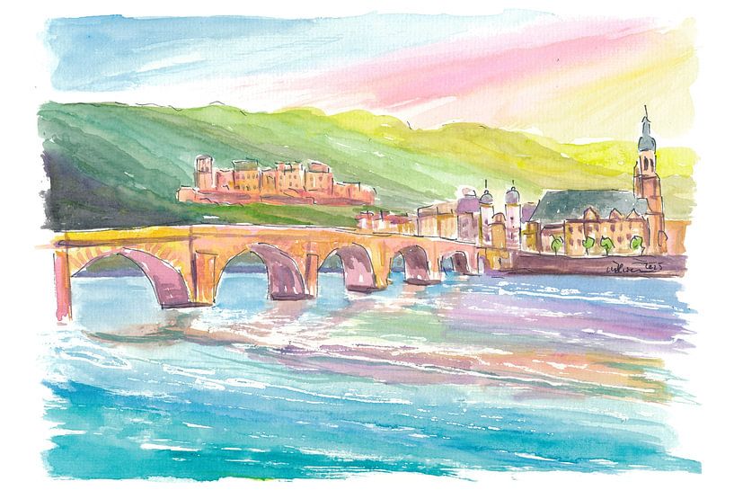 Heidelberg Historic heart with a view of the castle, bridge, river and old town by Markus Bleichner