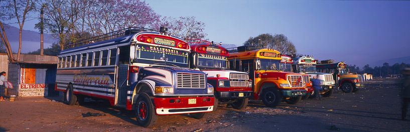 Antigua bus station in Guatemala at sunrise by Winne Köhn
