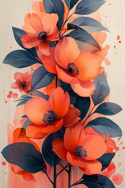 Abstract Cutouts Of Peonies Flowers In Bright Colours by Poster Art Shop