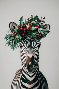 Zebra Kerstmis van Poster Art Shop