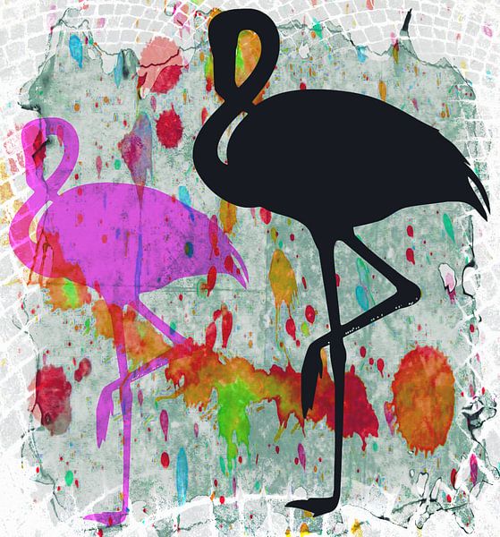Flamingo  grunge Art von Nicky`s Prints
