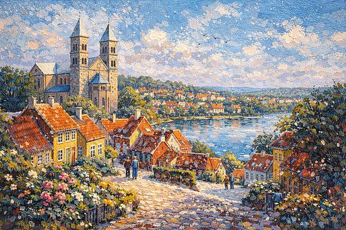 Viborg in Denemarken, een impressionistisch schilderij.