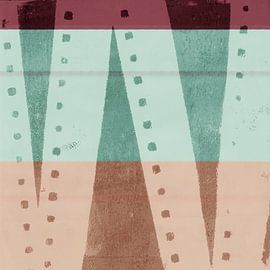 Abstract geometric shapes in sage, soft terra and purple by Abstract Minimalist Art