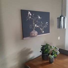 Customer photo: magnolia in vase by Klaartje Majoor, on canvas