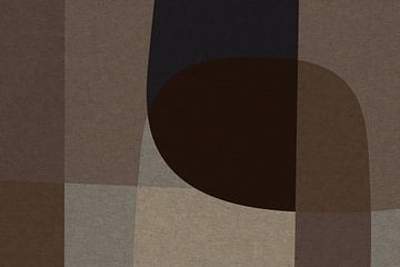 Bruin, grijs, beige organische vormen. Moderne abstracte retro geometrische kunst in aardetinten V van Dina Dankers