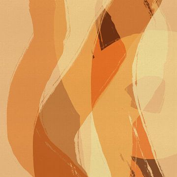 Warm terracotta en geel abstract schilderij van Abstract Minimalist Art