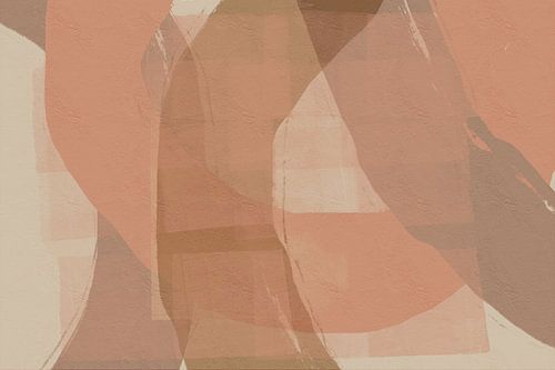 Wabi-sabi abstracte lijnen in licht terra, taupe en beige.