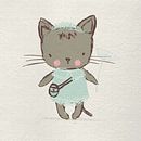 Little kitty cat as a princess  with a flower. Retro style baby room art by Dina Dankers thumbnail