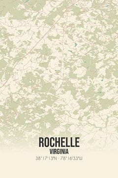 Vintage landkaart van Rochelle (Virginia), USA. van Rezona