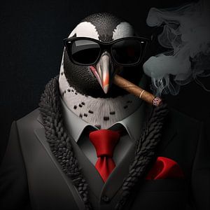 Pinguin mit Zigarre und Sonnenbrille