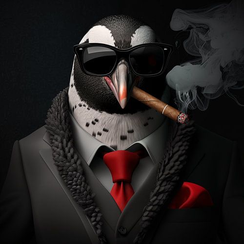 Pinguïn met sigaar en zonnebril