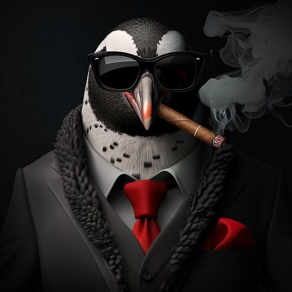 Pinguin mit Zigarre und Sonnenbrille von TheXclusive Art