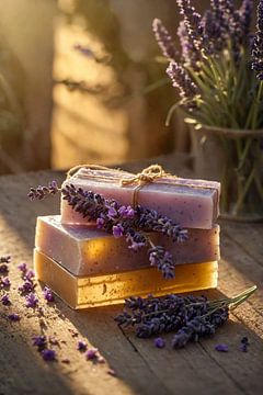 Still life of lavender and lavender soap by Jan Bouma