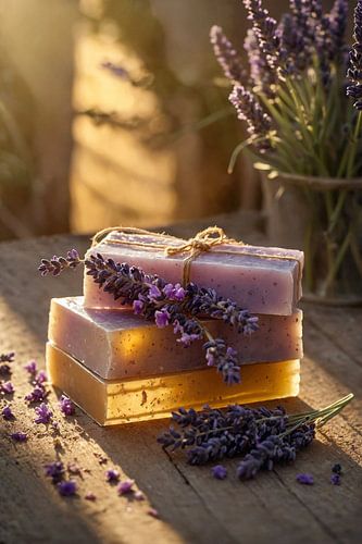 Still life of lavender and lavender soap