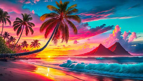 Zonsondergang op het strand