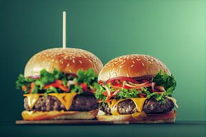 Hamburger fast food op groene achtergrond illustratie van Animaflora PicsStock